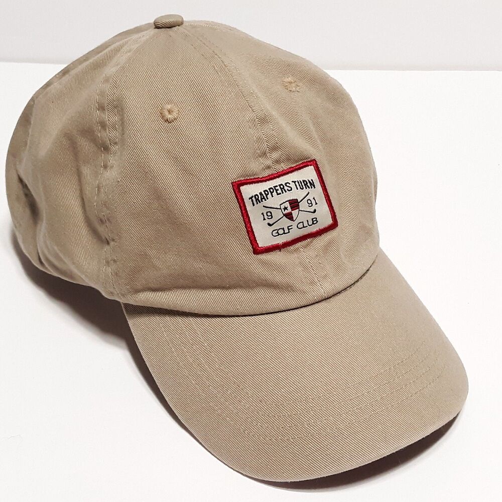 Trappers Turn Golf Club Mens Hat Adjustable Tan Brown 1991 Golfing Baseball Hat